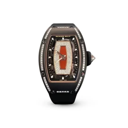 RM07-01 Black Ceramic 1 Row Platinum Diamonds (Red Lips) Watch - Dubai Elegance