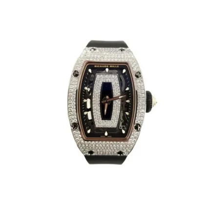 RM07-01 Original Silver Full Set Diamonds (Black Lips) Watch - Dubai Elegance