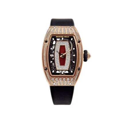 RM07-01 Rose Original Silver Medium Set Platinum Diamonds (Red Lips) Watch - Dubai Elegance