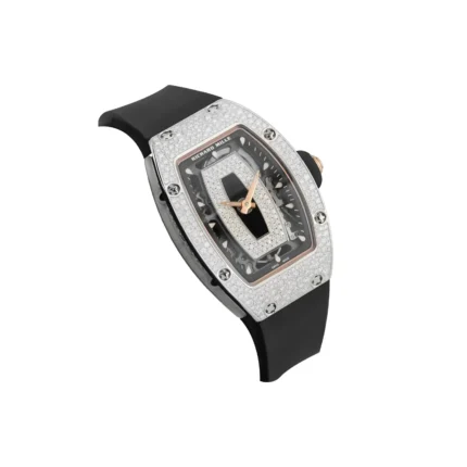 RM07-01 White Gold Snow Set Diamonds (Black Lips) Watch - Dubai Elegance