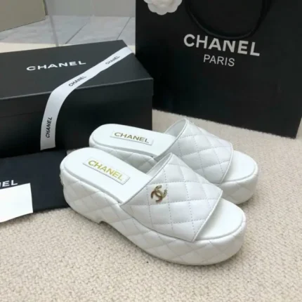CHANEL thick-soled platform high-heeled sandals slippers sheepskin in Dubai UAE