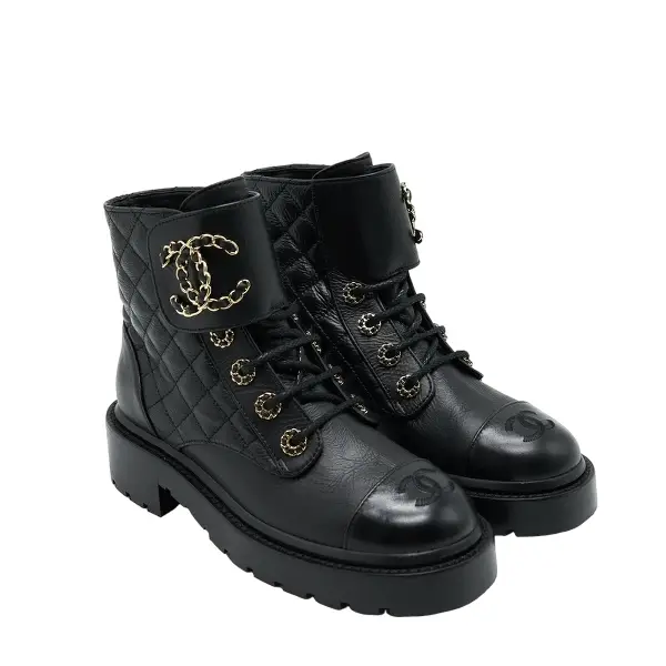 Chanel Leather Lace Up Boots in Dubai UAE