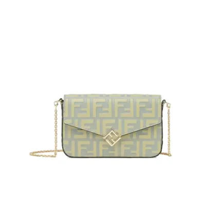 FF Diamonds Wallet On Chain Green leather wallet