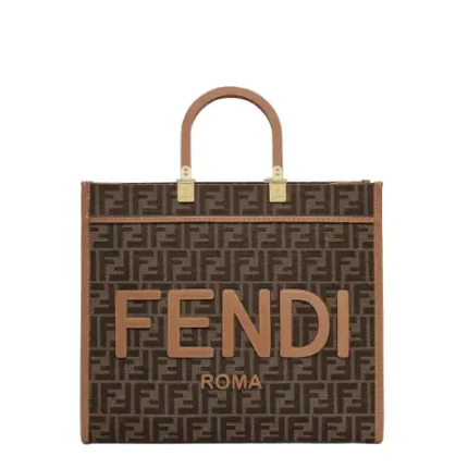Fendi Sunshine Medium Brown FF jacquard fabric shopper
