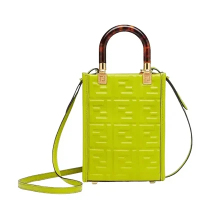 Mini Sunshine Shopper Acid green leather mini-bag