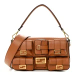 Pre-owned Shiny Nappa Multi Pocket Baguette Brandy Shoulder Bag