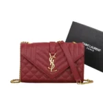 YSL Saint Laurent Monogram Triquilt Grain De Poudre Small Red College Bag in Dubai UAE