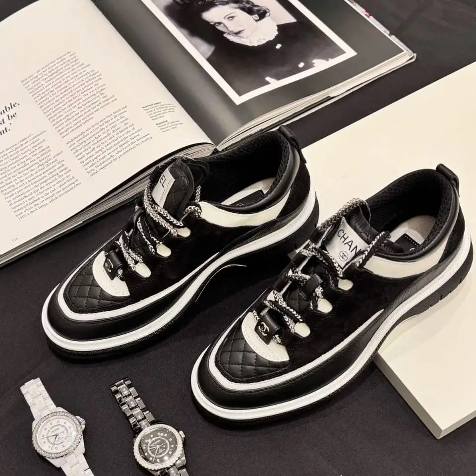 Chanel Quilted Sneakers in Silver, White & Black – Iconic Luxury Footwear in Dubai UAE Chanel Quilted Sneakers in Silver, White & Black – Iconic Luxury Footwear in Dubai UAE