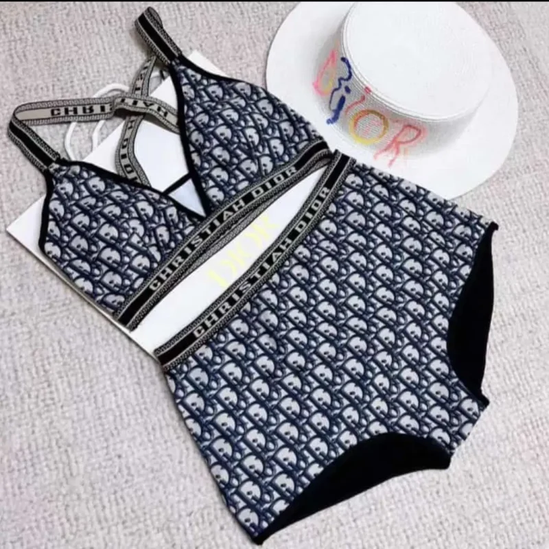 Christian Dior-Inspired Luxury Bikini Set – Women’s Designer Letter Print Swimwear in Dubai UAE