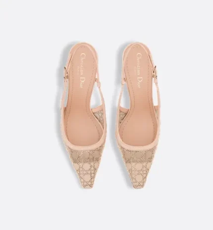 Dior Capture Slingbacks – Beige Pointed-Toe Heels with Sheer Mesh & Dior Logo in Dubai UAE