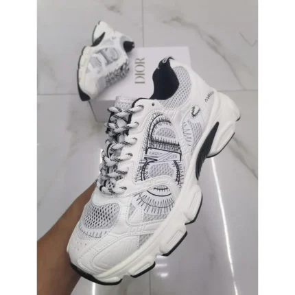 Dior Chrono Sneaker – Gray Mesh & Silver Laminated Panels with Dior Oblique Detailing in Dubai UAE