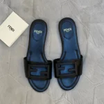 Fendi Black Leather Slides – Elegant Sandals with Iconic Logo Strap in Dubai UAE