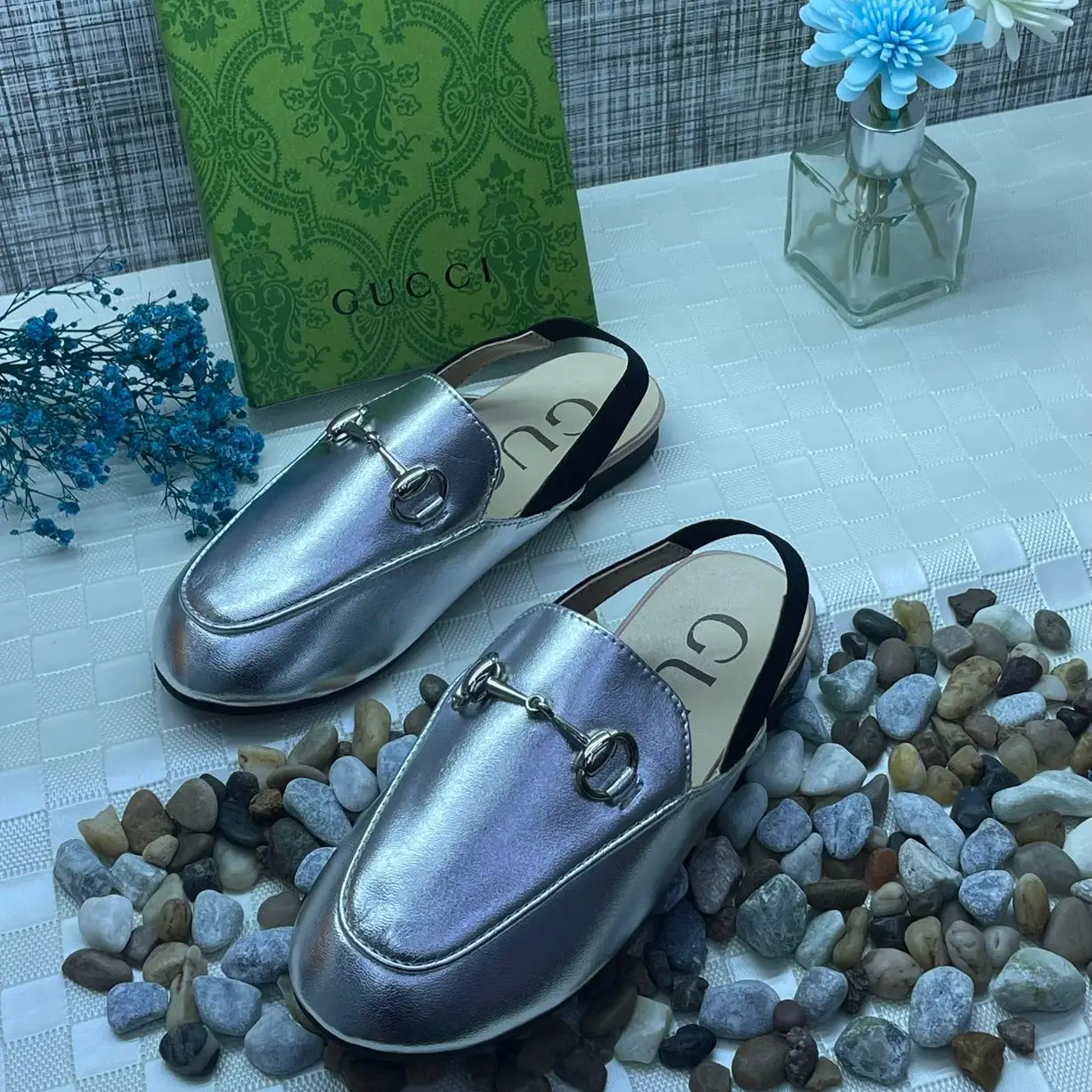 Gucci Princetown Hoo Ali Silver Chain Mules – Metallic Horsebit Leather Loafers in Dubai UAE Gucci Princetown Hoo Ali Silver Chain Mules – Metallic Horsebit Leather Loafers in Dubai UAE
