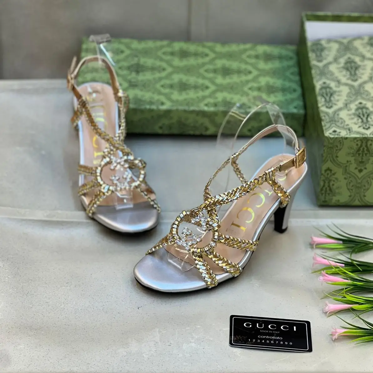 Gucci Women’s Slingback Heels – Braided Strap with Silver Sole & Transparent Back in Dubai UAE Gucci Women’s Slingback Heels – Braided Strap with Silver Sole & Transparent Back in Dubai UAE