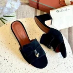 Loro Piana Summer Charms Slipper in Black Suede – Luxury & Timeless Comfort in Dubai UAE