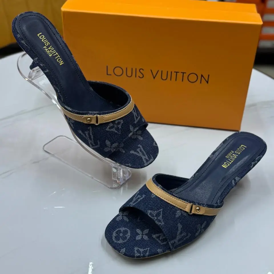 Louis Vuitton Archlight Slingback Pumps – Denim Monogram with Clear Curved Heel in Dubai UAE Louis Vuitton Archlight Slingback Pumps – Denim Monogram with Clear Curved Heel in Dubai UAE