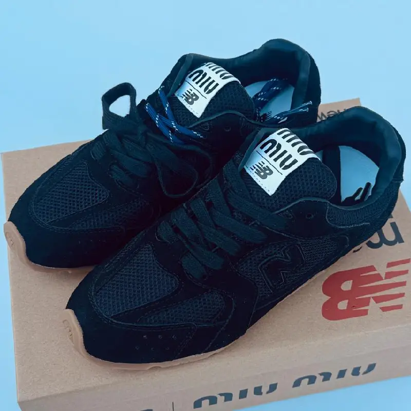 Miu Miu x New Balance 574 Sneakers – Black Edition with Dual Branding in Dubai UAE