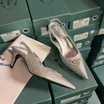 Prada Crystal-Embellished Slingback Pumps – Sparkling Designer Heels with Pointed Toe in Dubai UAE