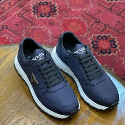 Prada Re-Nylon Gabardine Prax Sneakers – Navy Blue with Black Laces & White Sole in Dubai UAE