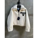 Prada Shearling Jacket – Luxury Cream-Colored Designer Outerwear for Women in Dubai UAE