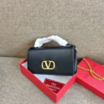 Valentino Garavani V Logo Chain Grain Calfskin Small Bag in Dubai UAE