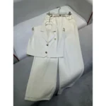 Women's White Sleeveless Two-Piece Set – Turn-Down Collar Vest Crop Top & Wide-Leg Shorts Suit in Dubai UAE