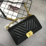 Chanel Boy Bag – Iconic Quilted Design with Silver Chain Strap and Clasp in Dubai UAE