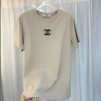 Chanel T-Shirt – Luxury Ecru Tee with Iconic Interlocking CC Logo in Dubai UAE