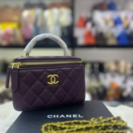Chanel Top Handle Small Vanity in Burgundy Lambskin and AGHW in Dubai UAE