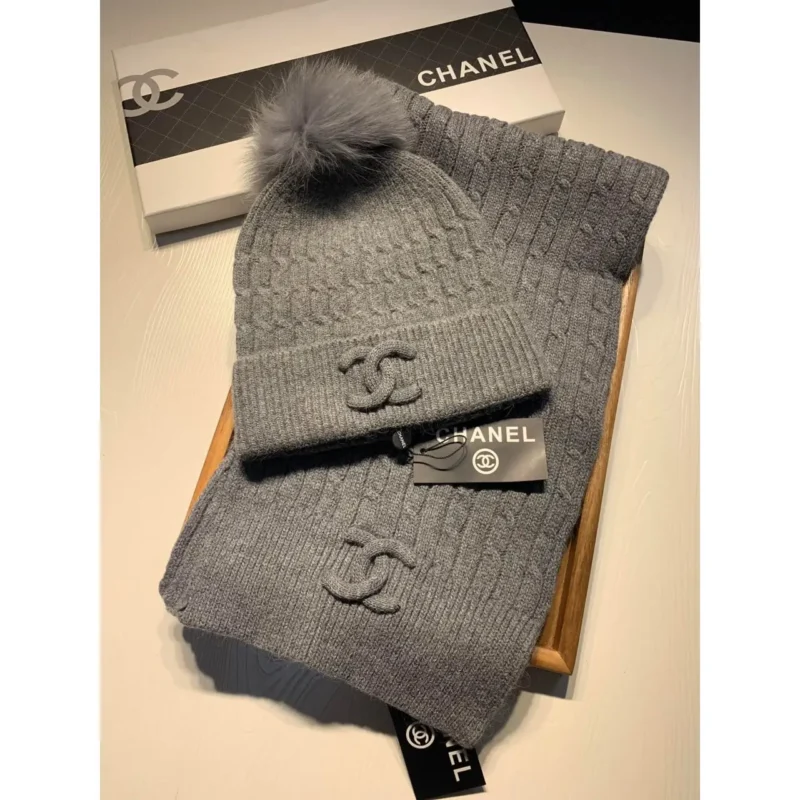 Chanel Wool Knit Beanie Hat & Scarf Set – Luxury Winter Warmth with Iconic Style in Dubai UAE
