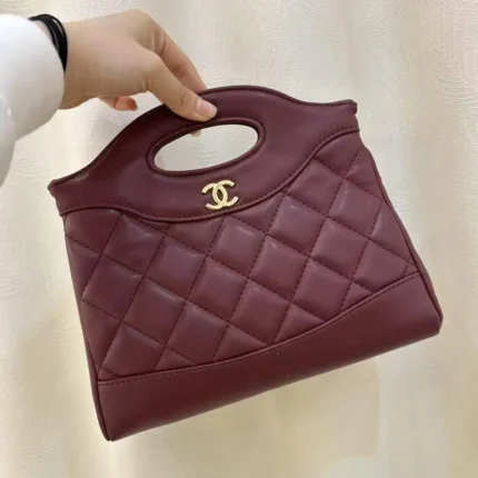 Chic Burgundy Quilted Chanel-Inspired Top-Handle Bag - Elegant & Compact in Dubai UAE