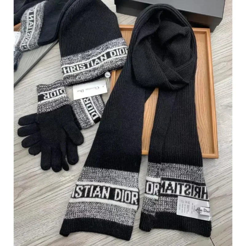 Christian Dior Beanie, Scarf & Gloves Set – Iconic Branded Winter Accessory Trio in Dubai UAE