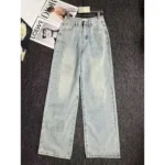 Loewe Anagram Logo Baggy Jeans – Wide-Leg Designer Denim with Signature Embroidery in Dubai UAE