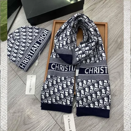 Christian Dior Oblique Knitted Scarf – Luxury Wool & Cashmere Designer Wrap in Dubai UAE