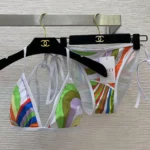 Colorful Abstract Print Bikini – Halter Top & Tie-Side Bottom Two-Piece Swimsuit in Dubai UAE