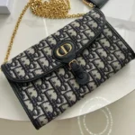 Dior Bobby East-West Pouch with Chain – Blue Dior Oblique Jacquard & Silver-Tone CD Clasp in Dubai UAE
