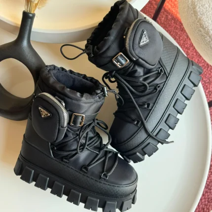 Dior D-Major Boots – Warm Taupe & Black Technical Fabric with Calfskin, CD Strap & Embroidered Logo in Dubai UAE (Copy)