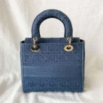 Dior Lady D-Lite Medium Bag – Blue Cannage Embroidery with Iconic Silver-Tone Hardware in Dubai UAE