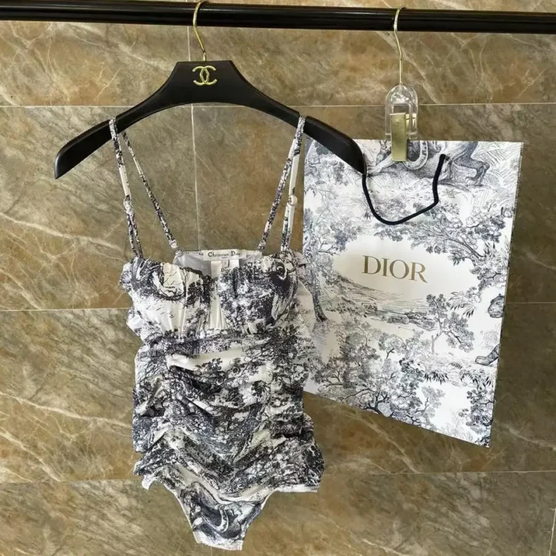 Dior One-Piece Swimsuit – Dioriviera Collection with Signature Toile de Jouy or Oblique Motif in Dubai UAE