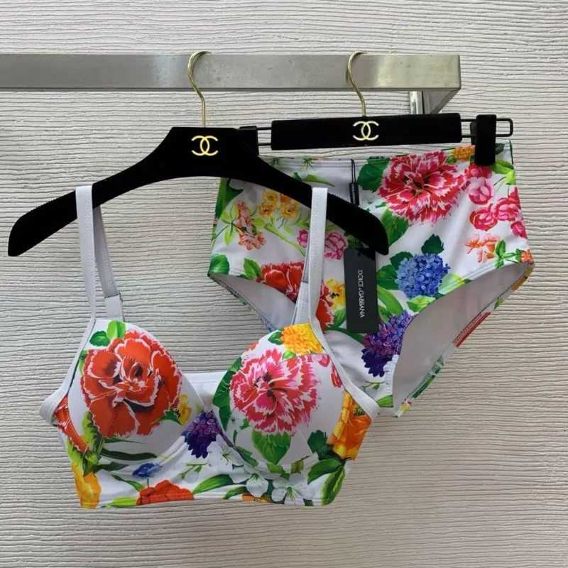 Dolce & Gabbana Floral-Print Bikini Set – Elegant Two-Piece Swimwear with Signature Bloom Design in Dubai UAE