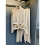 Fendi Women’s Wool-Blend Overcoat & Knitted Two-Piece Set – Iconic FF Logo Lounge and Track Suit in Dubai UAE