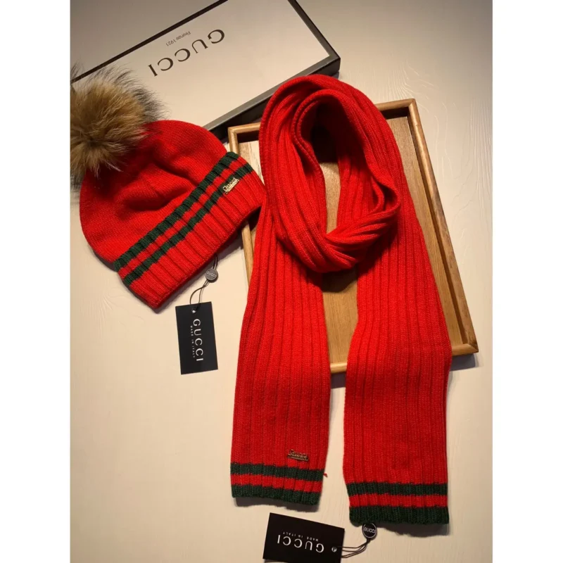 Gucci Wool & Cashmere Beanie Hat and Scarf Set – Luxury Winter Essentials in Dubai UAE
