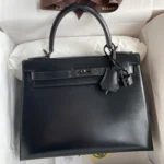 Hermes Kelly Sellier 28 Bag in Black Epsom Leather with Palladium Hardware – Iconic Structure & Timeless Luxury in Dubai UAE