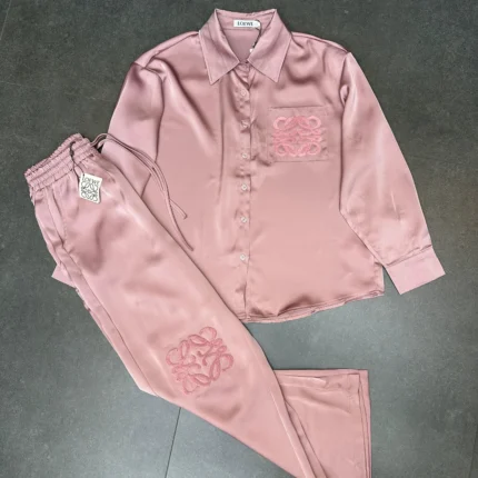 Loewe Anagram Silk Pajama Set – Luxury Two-Piece Lounge Set in Signature Embroidered Design in Dubai UAE