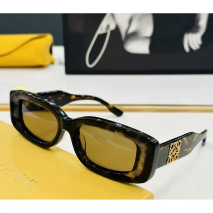 Loewe Rectangular Tortoiseshell Sunglasses – Iconic Anagram Logo on Temples in Dubai UAE