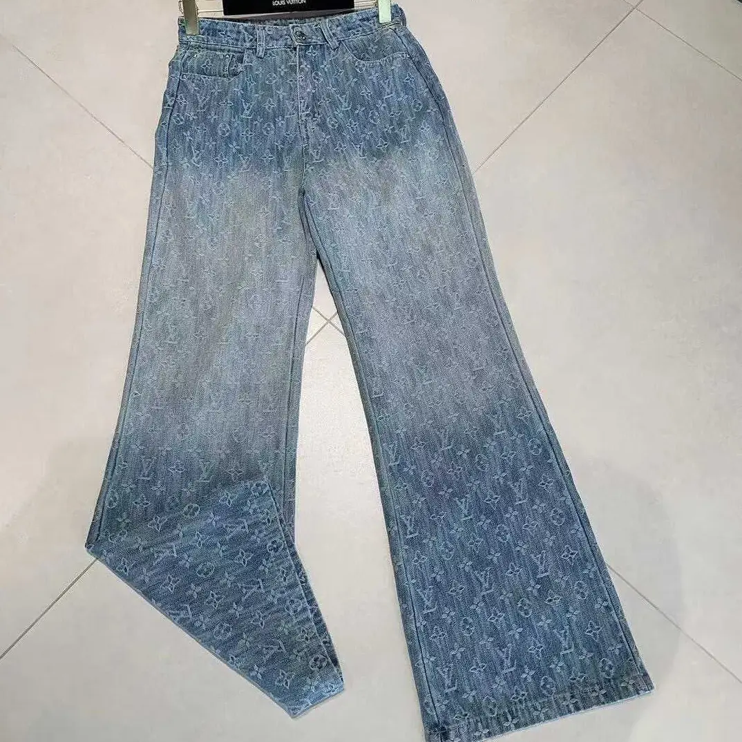 Louis Vuitton Monogram Denim Jeans – Wide-Leg Designer Jeans with Faded Wash in Dubai UAE Louis Vuitton Monogram Denim Jeans – Wide-Leg Designer Jeans with Faded Wash in Dubai UAE