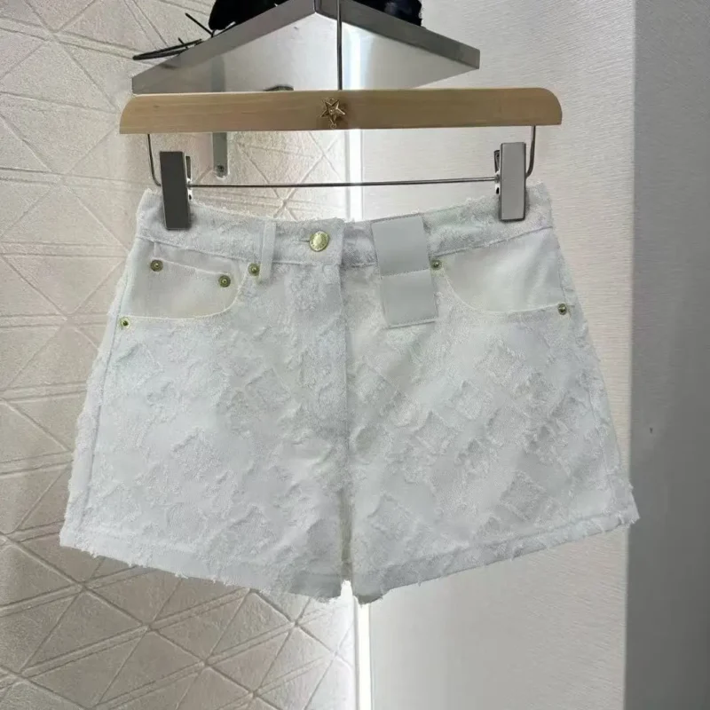 Louis Vuitton Monogram Fil Coupé Denim Shorts – Textured Jacquard Designer Bottoms in Dubai UAE