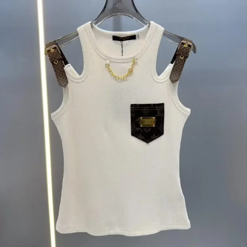 Louis Vuitton Sleeveless Monogram Top with Chest Pocket – Luxury Designer Tee in Dubai UAE