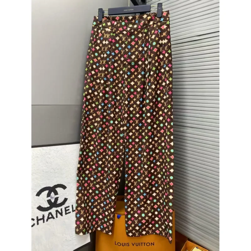 Louis Vuitton Women's Wide Leg Pants – Iconic Monogram Multi-Color Pattern in Dubai UAE
