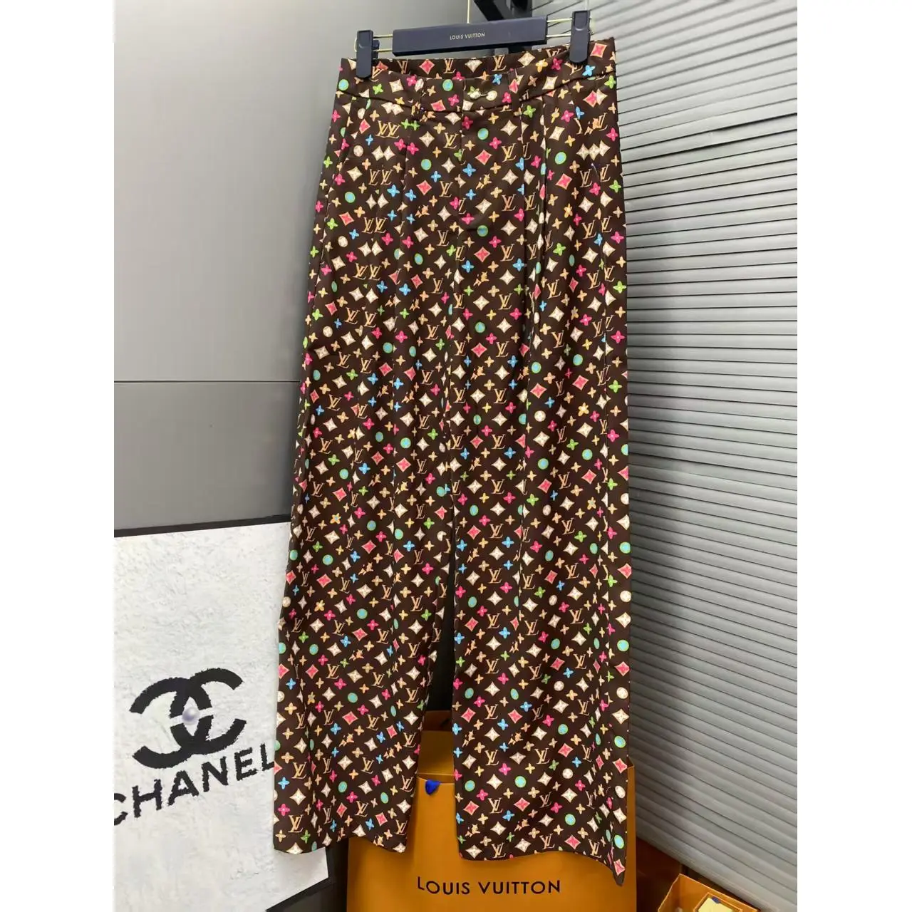 Louis Vuitton Women's Wide Leg Pants – Iconic Monogram Multi-Color Pattern in Dubai UAE Louis Vuitton Women's Wide Leg Pants – Iconic Monogram Multi-Color Pattern in Dubai UAE